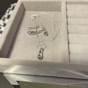 (NEW!) 925 silver bean earring and necklace set